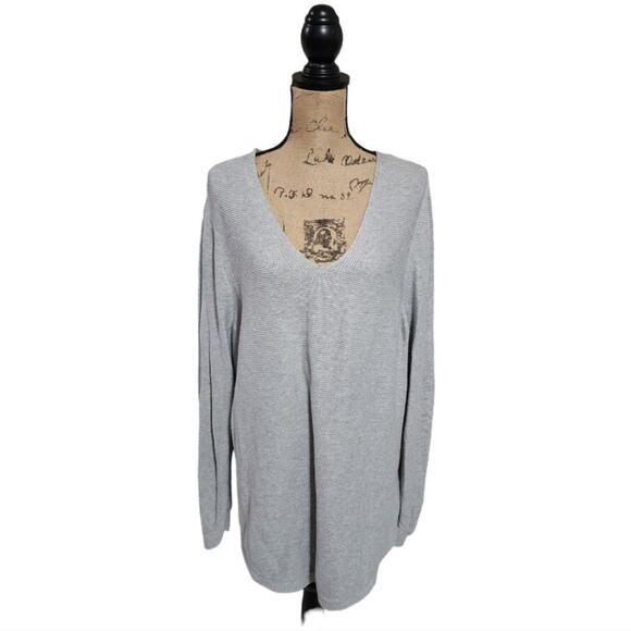 Talbots LIGHT Grey Neck‎ Detail Tunic Length Heavyweight Cozy Sweater Plus 3X - Picture 2 of 9